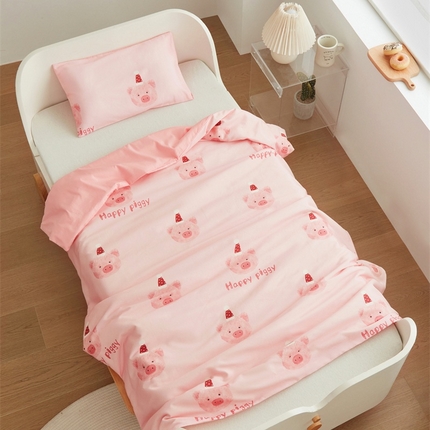 艾佳宝贝 2025新款A类儿童全棉多功能单被套可拆式夏被四季被子 乖巧萌猪
