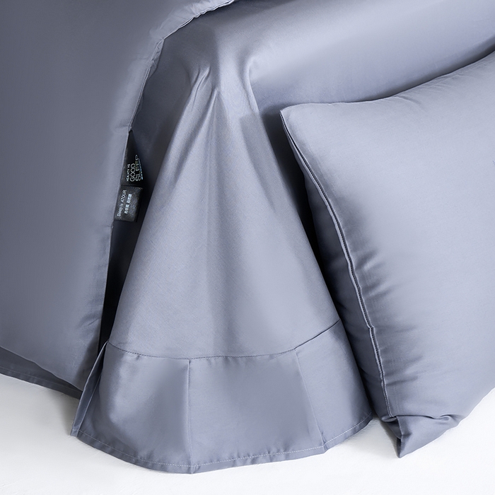 91家纺网 家纺一手货源 找家纺 闲鱼家纺 2025新款亲肤舒适60S黑标A类全棉纯色四件套单被套单床笠-风格一单被套单床笠-风格二 远山灰