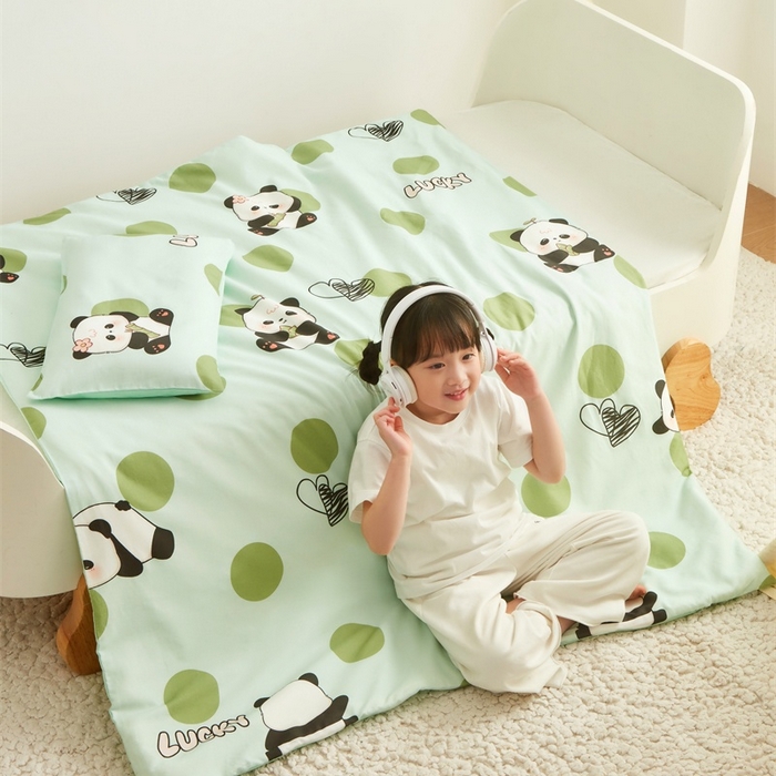 91家纺网 家纺一手货源 找家纺 艾佳宝贝 2025新款A类儿童全棉多功能单被套可拆式夏被四季被子 lucky熊猫