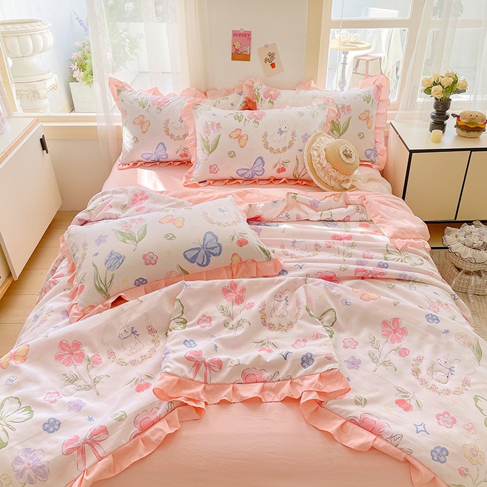 91家纺网 家纺一手货源 找家纺 佳一家纺 2025新款亲肤水洗棉夏被 春天里