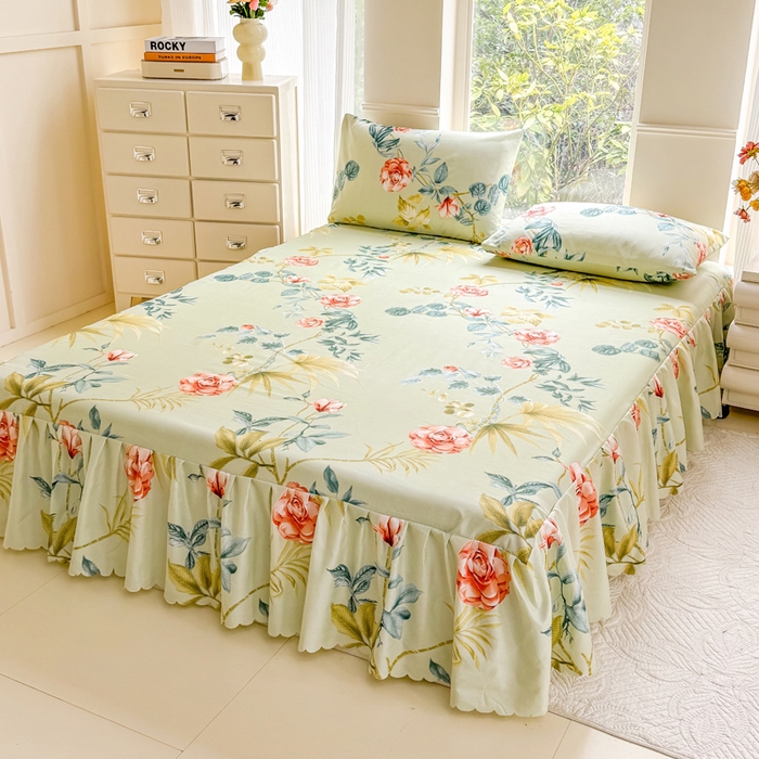 91家纺网 家纺一手货源 找家纺 莎臣豹 2025新款植物羊绒单品单件单床裙可配床裙三件套 如沐春风