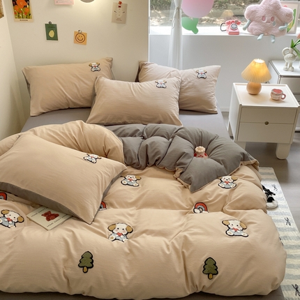 91家纺网 家纺一手货源 找家纺 （总）优卡迪家纺馆 2025新款水洗棉毛巾绣四件套（下载文件夹包含买家秀）