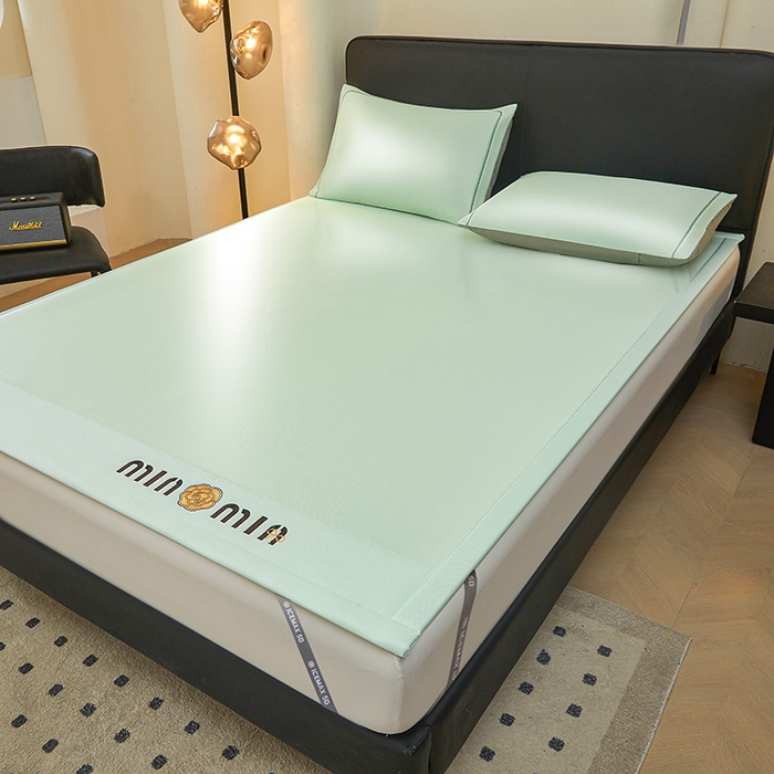 91家纺网 家纺一手货源 找家纺 全季家居 2025新款全季家居5A抗菌min系列凉感冰丝席 床席-水绿