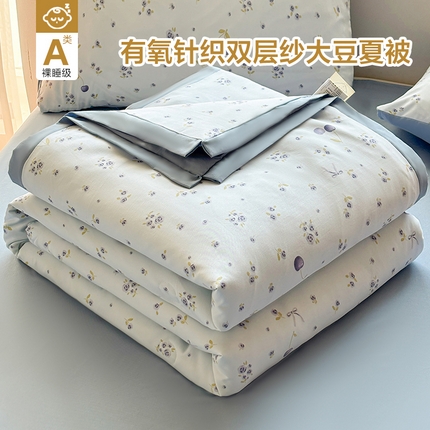 91家纺网 家纺一手货源 找家纺 （总）典冠 2025新款有氧针织双层纱大豆夏被夏凉被空调被