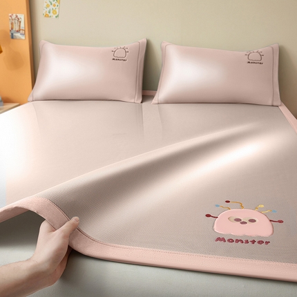 全季家居 2025新款5A抗菌碳光卡通贴布系列冰丝席 床席款-快乐精灵-淡粉