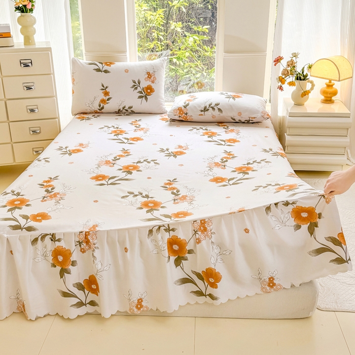 91家纺网 家纺一手货源 找家纺 莎臣豹 2025新款植物羊绒单品单件单床裙可配床裙三件套 千秋景