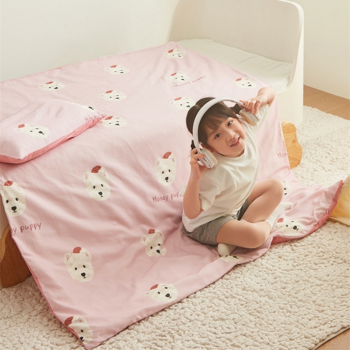 91家纺网 家纺一手货源 找家纺 艾佳宝贝 2025新款A类儿童全棉多功能单被套 乖萌小狗