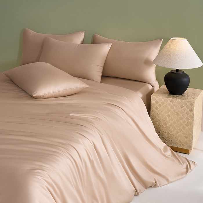 91家纺网 家纺一手货源 找家纺 闲鱼家纺 2025新款亲肤舒适60S黑标A类全棉纯色四件套单被套单床笠-风格一单被套单床笠-风格二 奶咖杏