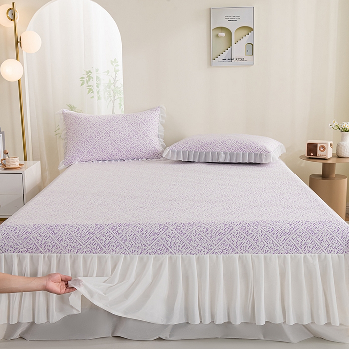 91家纺网 家纺一手货源 找家纺 叠派家纺 2025新款5A抗菌雅致床裙款三件套 雅致床裙款-冰紫