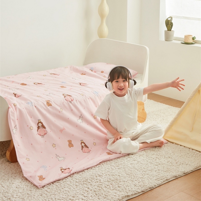 91家纺网 家纺一手货源 找家纺 艾佳宝贝 2025新款A类儿童全棉多功能单被套可拆式夏被 甜甜小公主