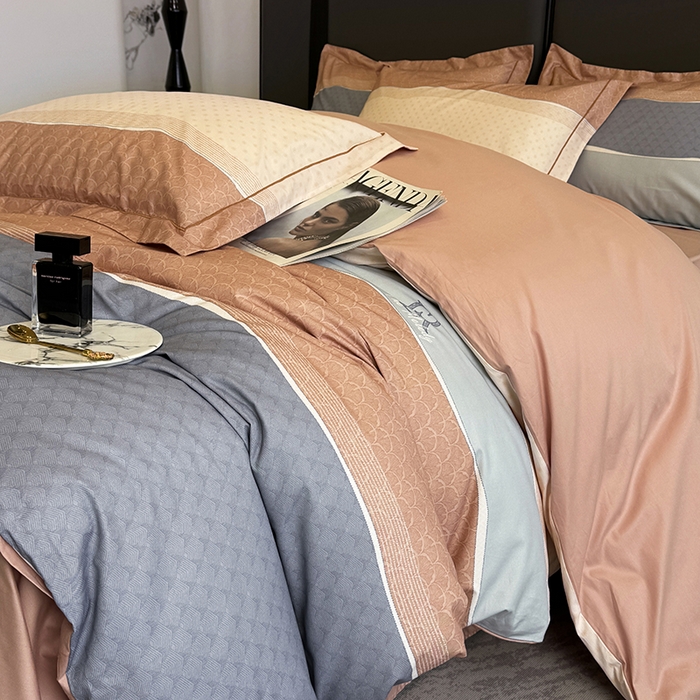 91家纺网 家纺一手货源 找家纺 乐蔻家纺 2025新款全棉13376数码印花四件套 漫步（桔）