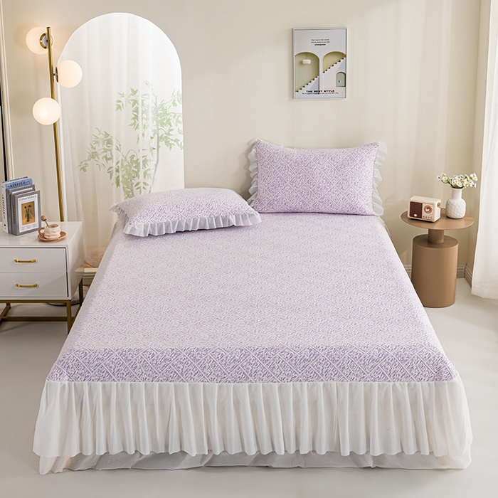 91家纺网 家纺一手货源 找家纺 叠派家纺 2025新款5A抗菌雅致床裙款三件套 雅致床裙款-冰紫