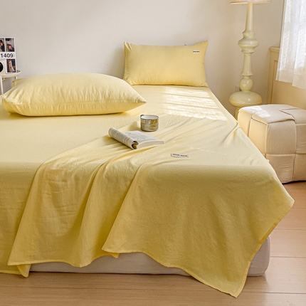 91家纺网 家纺一手货源 找家纺 贝扬思家纺 云感单品床笠系列 床单 米黄泡泡