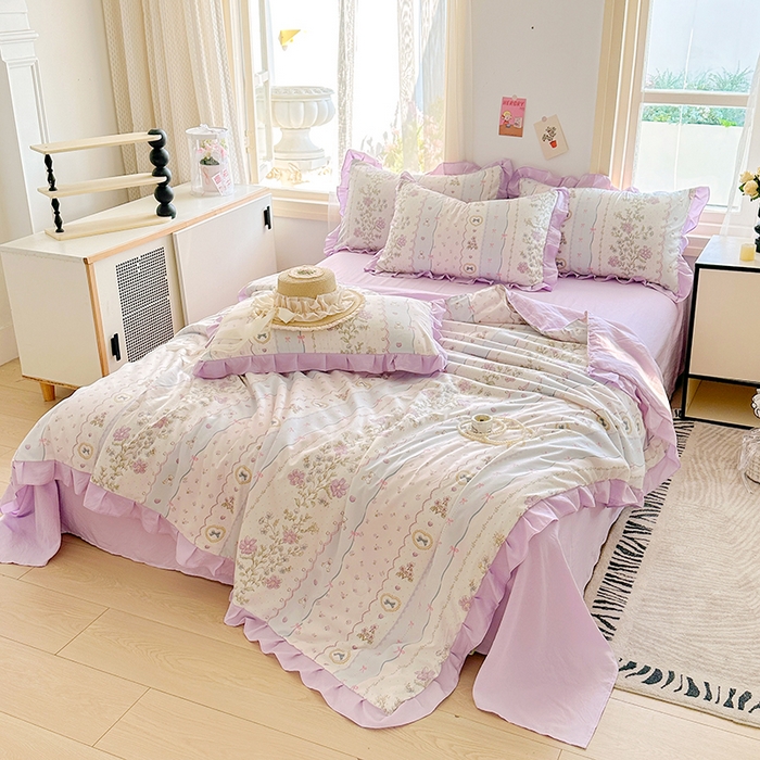 91家纺网 家纺一手货源 找家纺 佳一家纺 2025新款亲肤水洗棉夏被 遇见春天