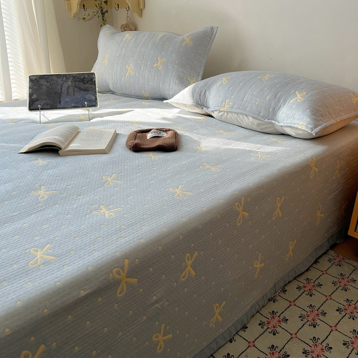 91家纺网 家纺一手货源 找家纺 （总）桃喜 2025新款A类全棉三层纱布提花多功能夏被盖毯床盖枕巾