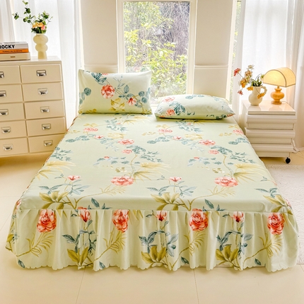 91家纺网 家纺一手货源 找家纺 （总）莎臣豹 2025新款植物羊绒单品单件单床裙可配床裙三件套