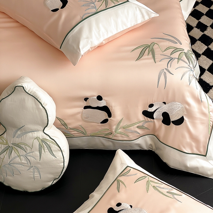 91家纺网 家纺一手货源 找家纺 （总）MIU缪家居 2025新款60支兰精天丝四件套-熊猫与竹