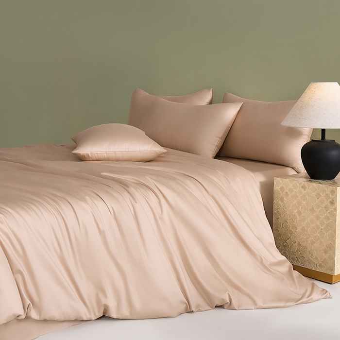 91家纺网 家纺一手货源 找家纺 闲鱼家纺 2025新款亲肤舒适60S黑标A类全棉纯色四件套单被套单床笠-风格一单被套单床笠-风格二 奶咖杏