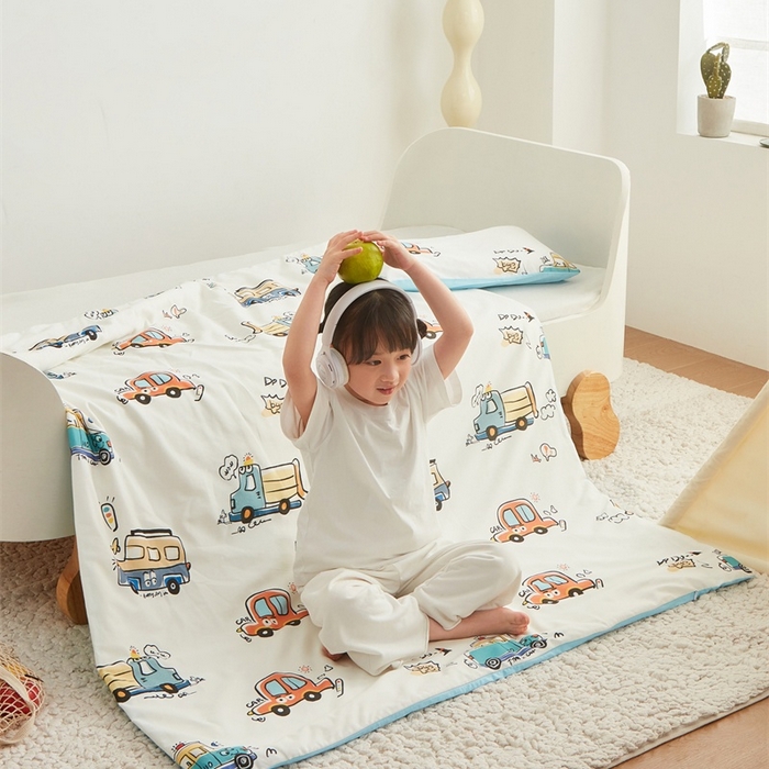 91家纺网 家纺一手货源 找家纺 艾佳宝贝 2025新款A类儿童全棉多功能单被套可拆式夏被四季被子 巴士汽车