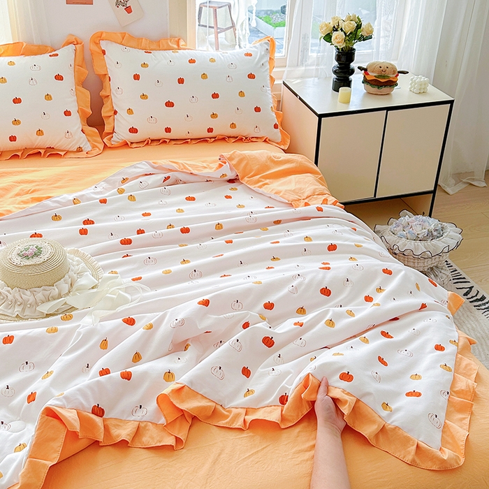 91家纺网 家纺一手货源 找家纺 佳一家纺 2025新款亲肤水洗棉夏被 小南瓜