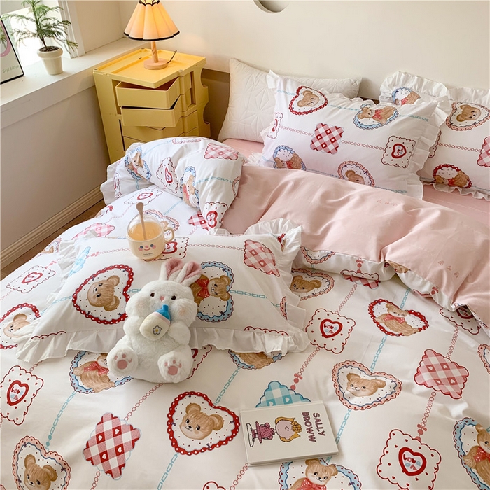 91家纺网 家纺一手货源 找家纺 2025新款公主风四件套全棉纯棉白花边被套床单款式三件套 夏日乐园