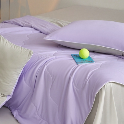 头等舱  2025新款4.0版凉感A类锦氨（165克）55大豆抗菌夏被配礼盒 嫣然紫拼浅灰