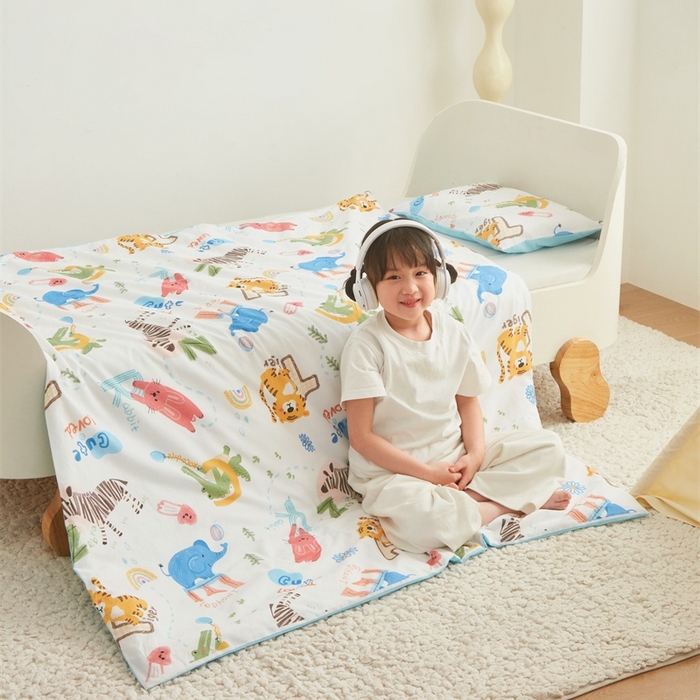 91家纺网 家纺一手货源 找家纺 艾佳宝贝 2025新款A类儿童全棉多功能单被套 动物的世界