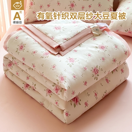 91家纺网 家纺一手货源 找家纺 （总）典冠 2025新款有氧针织双层纱大豆夏被夏凉被空调被