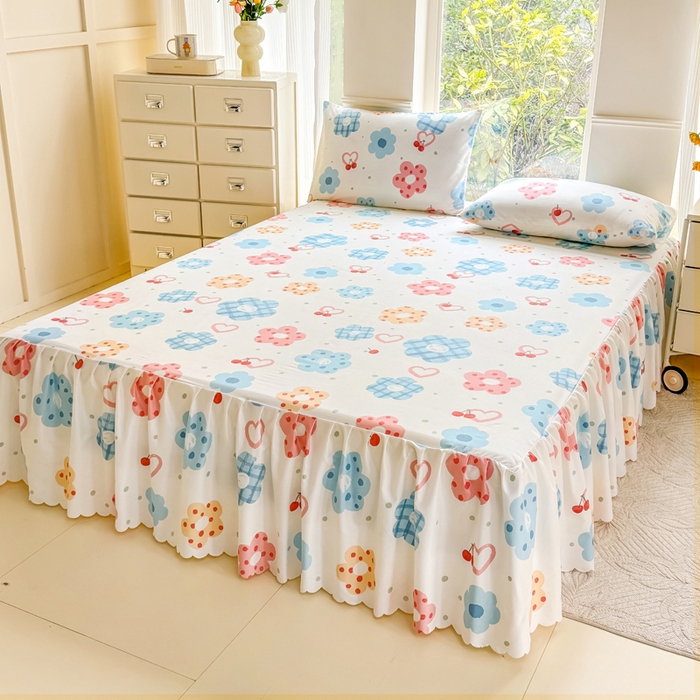 91家纺网 家纺一手货源 找家纺 莎臣豹 2025新款植物羊绒单品单件单床裙可配床裙三件套 萌萌甜心