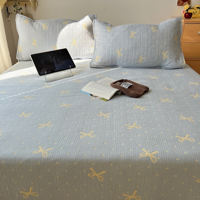 91家纺网 家纺一手货源 找家纺 （总）桃喜 2025新款A类全棉三层纱布提花多功能夏被盖毯床盖枕巾