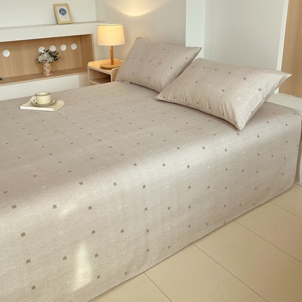 91家纺网 家纺一手货源 找家纺 （总）春皖家纺 2025新款A类全棉简约老粗纱布四件套风格一-普通款单枕套