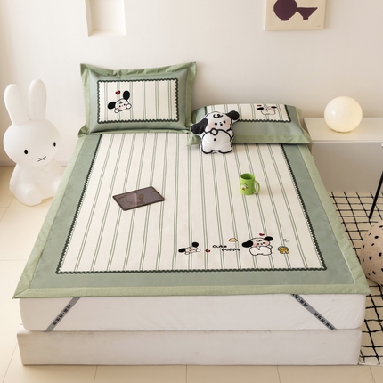 懒猫家纺 2025春夏新款1200D数码印花刺绣凉席 可爱修狗