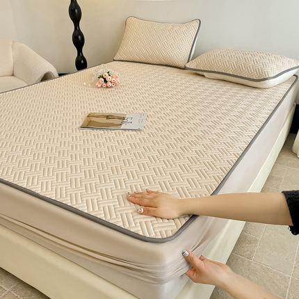 91家纺网 家纺一手货源 找家纺 （总）欧邦2025新款纯色加厚乳胶床笠三件套