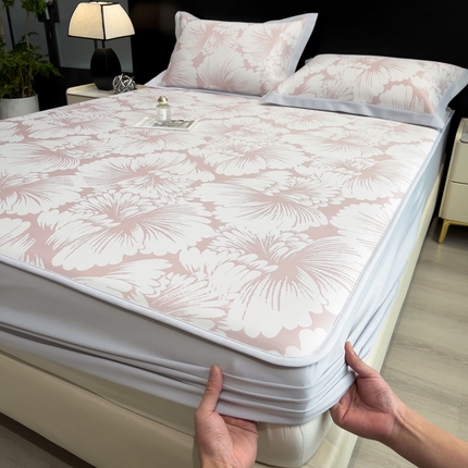 91家纺网 家纺一手货源 找家纺 （总）倾慕家纺 2025新款简约PE50提花凉感席席子凉席-床笠款