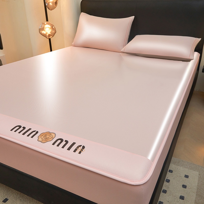 91家纺网 家纺一手货源 找家纺 全季家居 2025新款全季家居5A抗菌min系列凉感冰丝席 床笠-淡粉