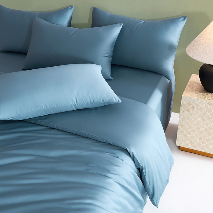 91家纺网 家纺一手货源 找家纺 闲鱼家纺 2025新款亲肤舒适60S黑标A类全棉纯色四件套单被套单床笠-风格一单被套单床笠-风格二 北欧蓝