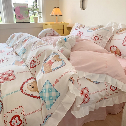 91家纺网 家纺一手货源 找家纺 （总）2025新款公主风四件套全棉纯棉白花边被套床单款式三件套