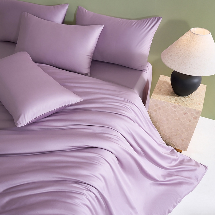 91家纺网 家纺一手货源 找家纺 闲鱼家纺 2025新款亲肤舒适60S黑标A类全棉纯色四件套单被套单床笠-风格一单被套单床笠-风格二 木槿紫