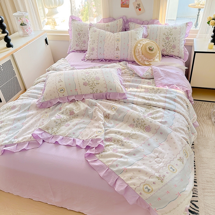 91家纺网 家纺一手货源 找家纺 佳一家纺 2025新款亲肤水洗棉夏被 遇见春天