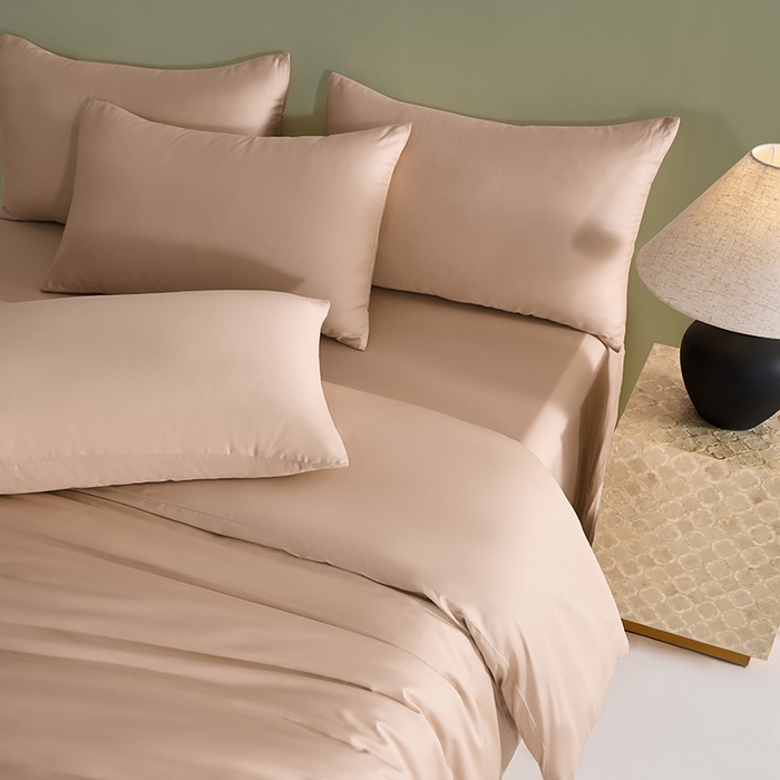 91家纺网 家纺一手货源 找家纺 闲鱼家纺 2025新款亲肤舒适60S黑标A类全棉纯色四件套单被套单床笠-风格一单被套单床笠-风格二 奶咖杏