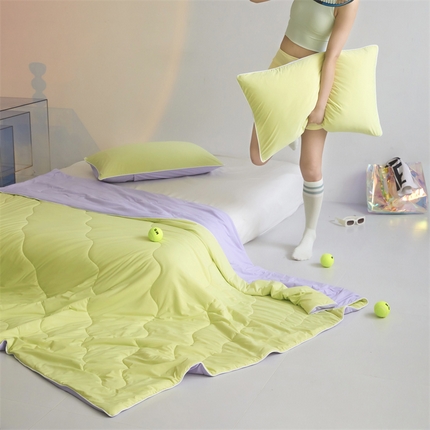 91家纺网 家纺一手货源 找家纺 （总）头等舱 2025新款4.0版凉感A类锦氨（165克）55大豆抗菌夏凉被夏被配礼盒模特图