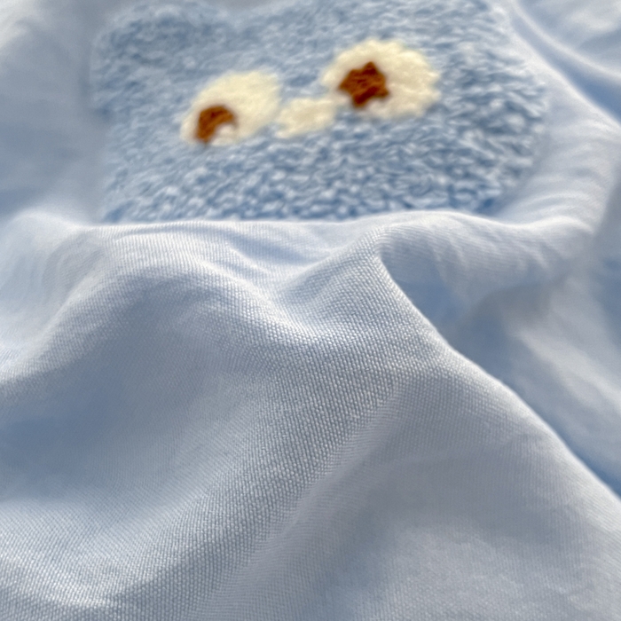 91家纺网 家纺一手货源 找家纺 优卡迪家纺馆 2025新款水洗棉毛巾绣四件套（下载文件夹包含买家秀） 开心怪兽-蓝