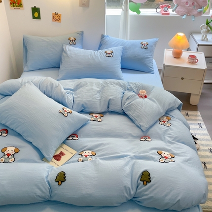 91家纺网 家纺一手货源 找家纺 （总）优卡迪家纺馆 2025新款水洗棉毛巾绣四件套（下载文件夹包含买家秀）