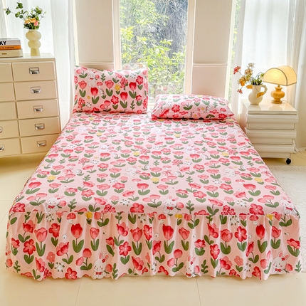 91家纺网 家纺一手货源 找家纺 （总）莎臣豹 2025新款植物羊绒单品单件单床裙可配床裙三件套