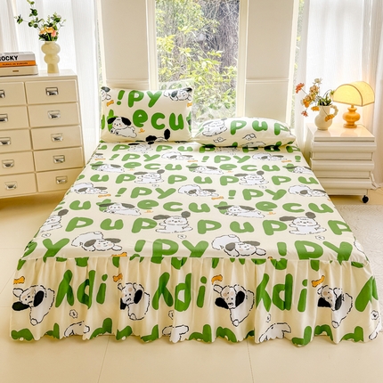 莎臣豹 2025新款植物羊绒单品单件单床裙可配床裙三件套 快乐萌犬