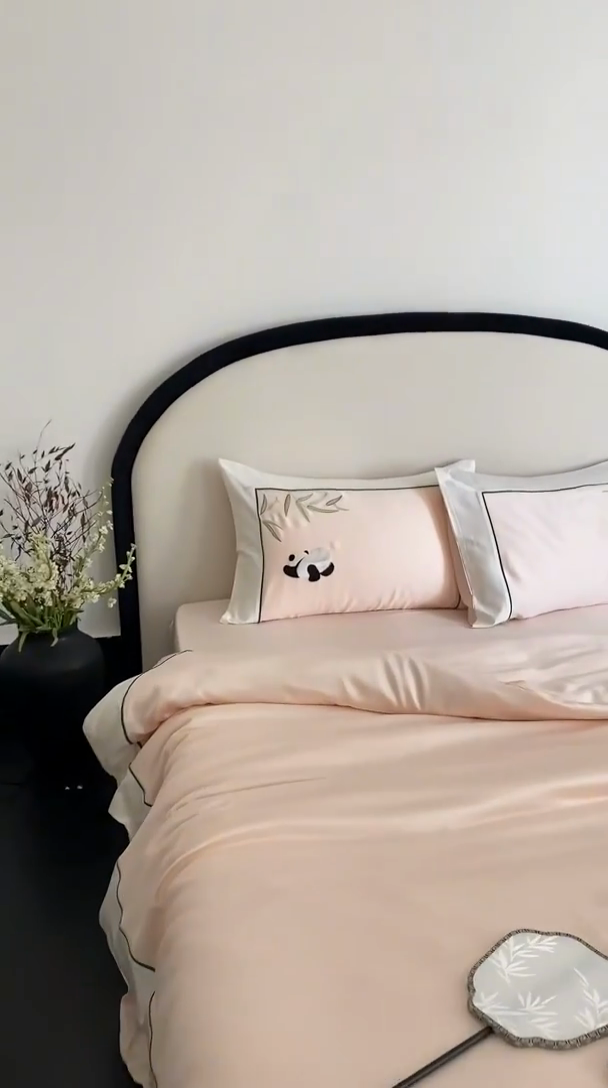 91家纺网 家纺一手货源 找家纺 （总）MIU缪家居 2025新款60支兰精天丝四件套-熊猫与竹