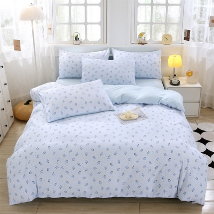 91家纺网 家纺一手货源 找家纺 （总）织写 2025新款A类双层纱针织棉四件套床单四件套床单四件套小清新四件套