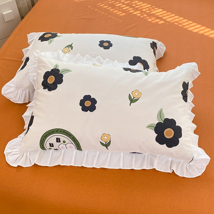 91家纺网 家纺一手货源 找家纺 2025新款公主风四件套全棉纯棉白花边被套床单款式三件套 邦尼兔