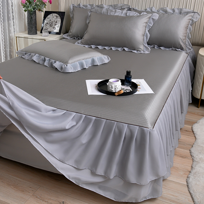 91家纺网 家纺一手货源 找家纺 （总）家之硕家纺 2025新款冰丝凉席床裙款三件套