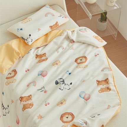 艾佳宝贝 2025新款A类儿童全棉多功能单被套可拆式夏被 萌趣动物园